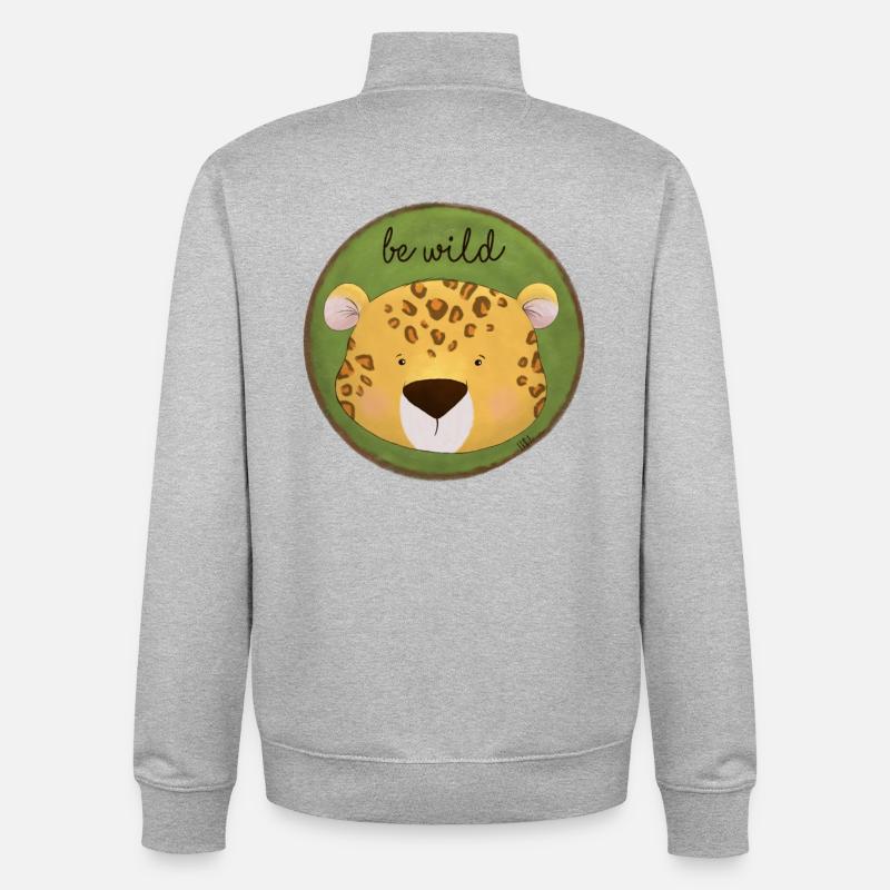 Be Wild – Leopard Design 🐆🌿 - Unisex Organic Zip Sweatshirt von Stanley/Stella - Grau meliert