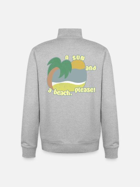 Sun and Beach - Unisex Organic Zip Sweatshirt by Stanley/Stella - heather grey