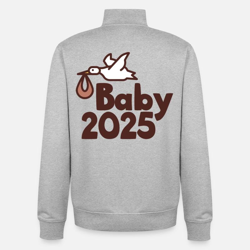 Bébé cigogne 2025 - Sweat zippé unisexe en coton bio Stanley/Stella - gris chiné