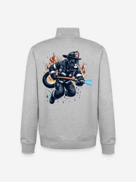 Fire Brigade Panther Jaguar Gift - Unisex Organic Zip Sweatshirt by Stanley/Stella - heather grey