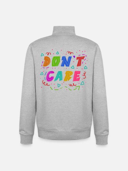 I don't care Statement - Unisex Organic Zip Sweatshirt by Stanley/Stella - heather grey