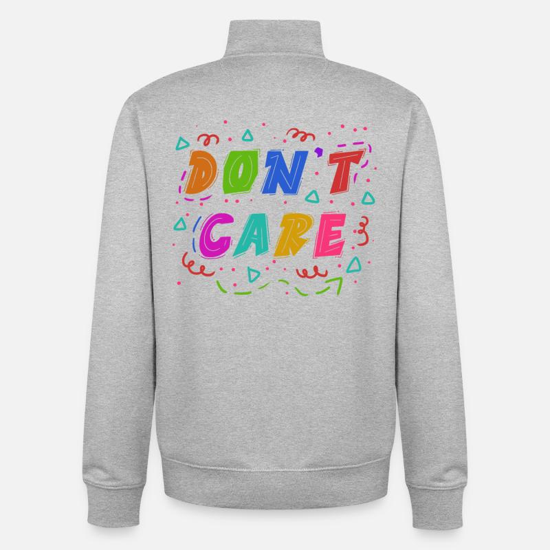 Je m’en fous Déclaration - Sweat zippé unisexe en coton bio Stanley/Stella - gris chiné