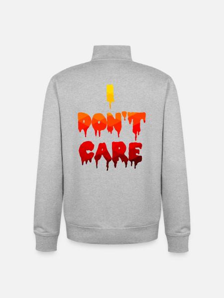 I don't care about the statement - Unisex Organic Zip Sweatshirt by Stanley/Stella - heather grey