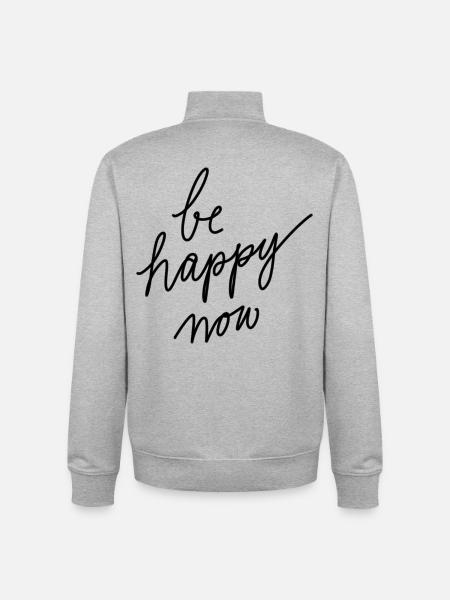 Be happy now! - Unisex Organic Zip Sweatshirt by Stanley/Stella - heather grey