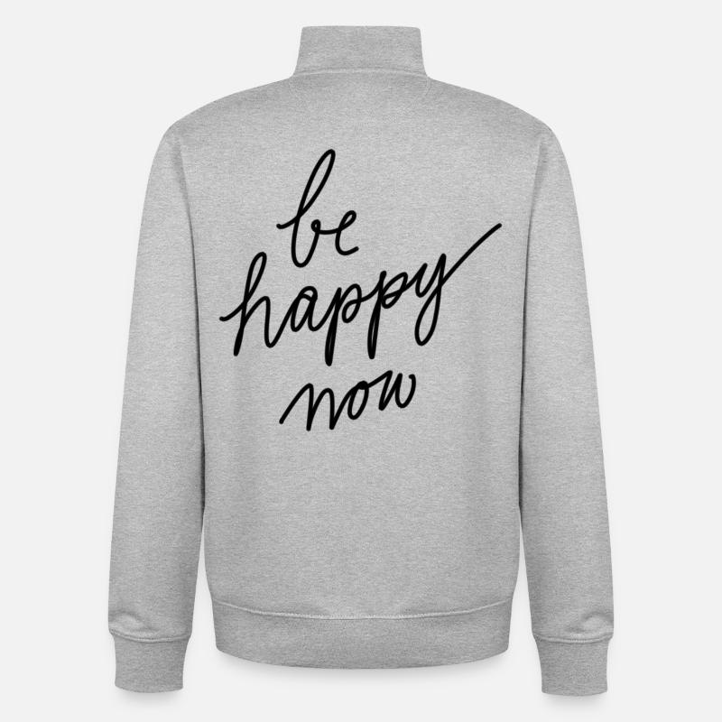 Sois heureux maintenant! - Sweat zippé unisexe en coton bio Stanley/Stella - gris chiné