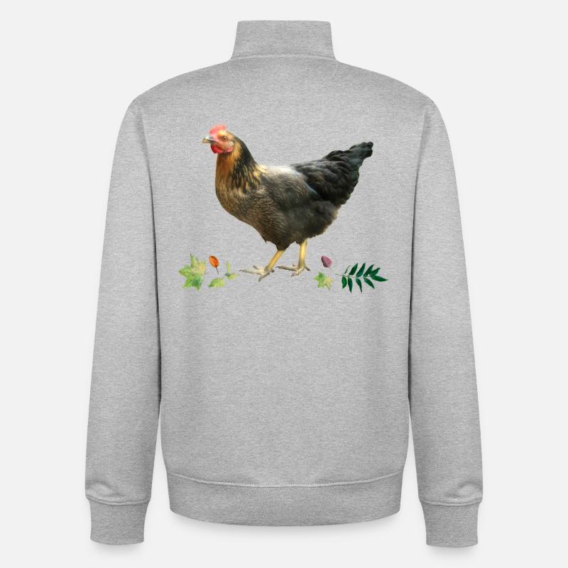 Poulet - Sweat zippé unisexe en coton bio Stanley/Stella - gris chiné