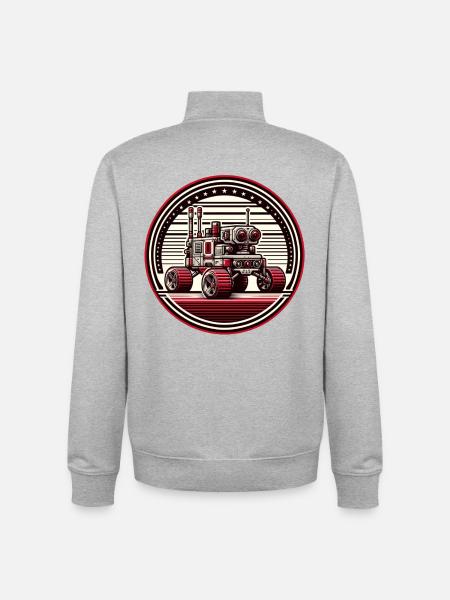 "Celestial Explorer" - Space Rover Badge - Unisex Organic Zip Sweatshirt by Stanley/Stella - heather grey