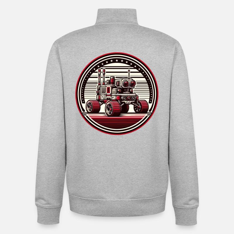 "Himmlischer Entdecker" - Space Rover Abzeichen - Unisex Organic Zip Sweatshirt von Stanley/Stella - Grau meliert