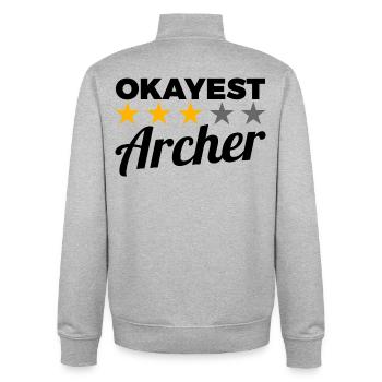 Okayest Archer - Unisex Organic Zip Sweatshirt von Stanley/Stella - Grau meliert - Hinten - AI Model Male 185 light (185cm)