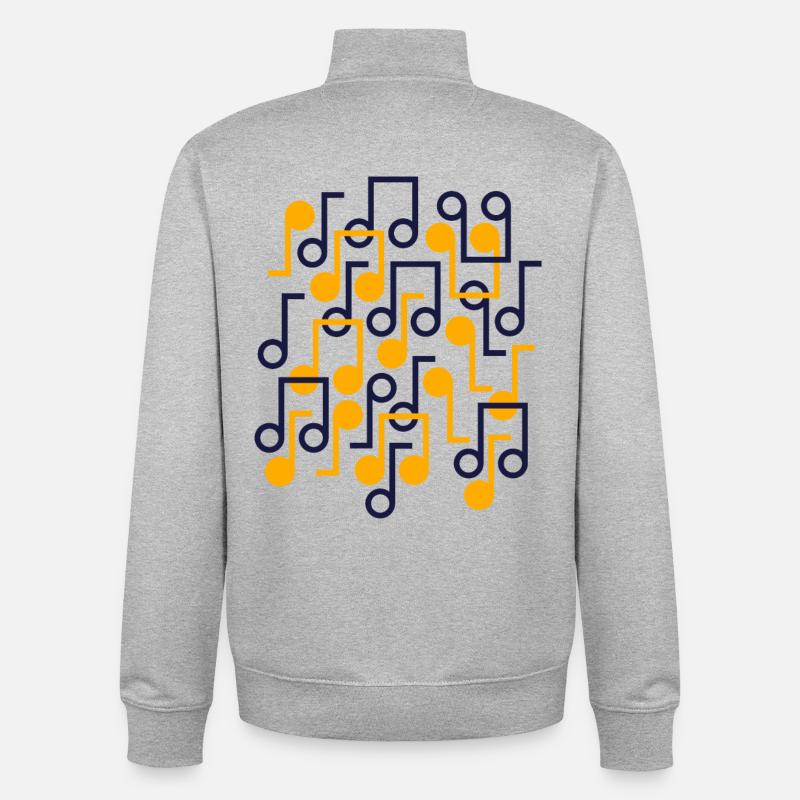 Notes de musique Style rétro motif - Sweat zippé unisexe en coton bio Stanley/Stella - gris chiné