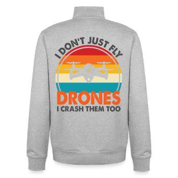 I Don't Just Fly Drone, I Crash Them Too - Unisex Organic Zip Sweatshirt by Stanley/Stella - heather grey - Back - AI Model Male 185 light (185cm)