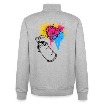Graffiti Sprayer Spraydose Zeichnen Illustration - Unisex Organic Zip Sweatshirt von Stanley/Stella - Grau meliert - Hinten - AI Model Male 185 light (185cm)