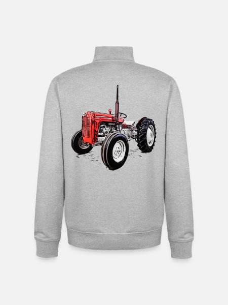 Rød M F 35 traktor - Stanley/Stella unisex sweatshirt med lynlås i økologisk - grå meleret