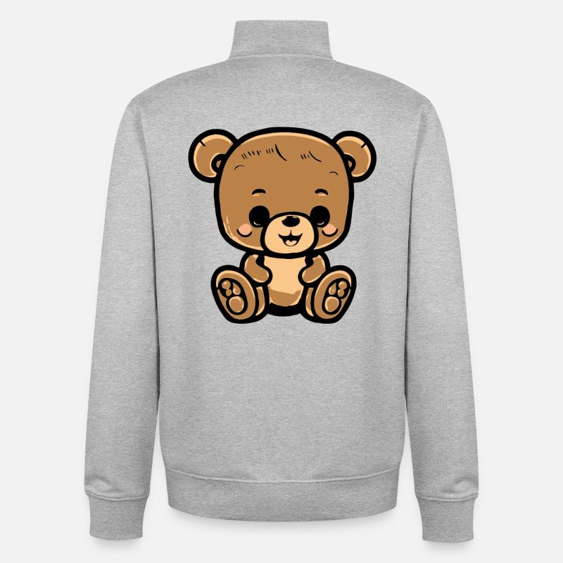 Kuschelteddy Sitzender Braunbär - Unisex Organic Zip Sweatshirt von Stanley/Stella - Grau meliert