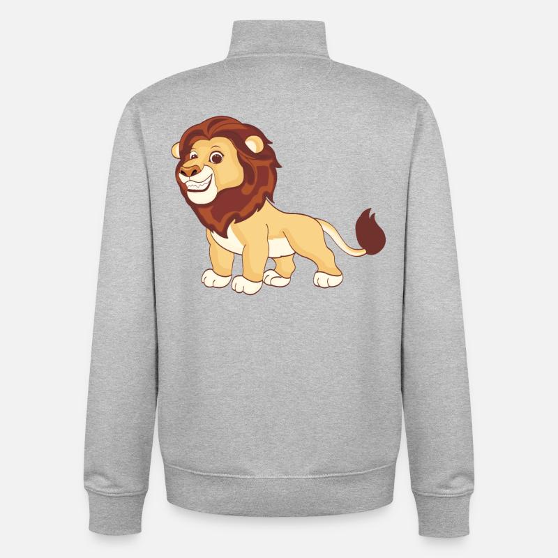 Ein prächtiger Löwe - Unisex Organic Zip Sweatshirt von Stanley/Stella - Grau meliert