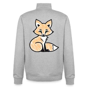 Renard roux (noir) - Sweat zippé unisexe en coton bio Stanley/Stella - gris chiné - Dos - AI Model Male 185 light (185cm)