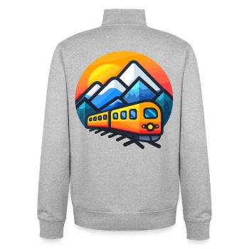 Zug Cartoon Stil - Unisex Organic Zip Sweatshirt von Stanley/Stella - Grau meliert - Hinten - AI Model Male 185 light (185cm)