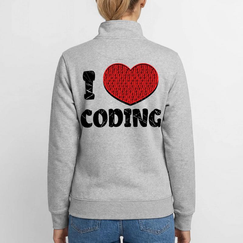 Code Developer Scripting Debug Heart Statement Unisex Organic Zip Sweatshirt by Stanley/Stella