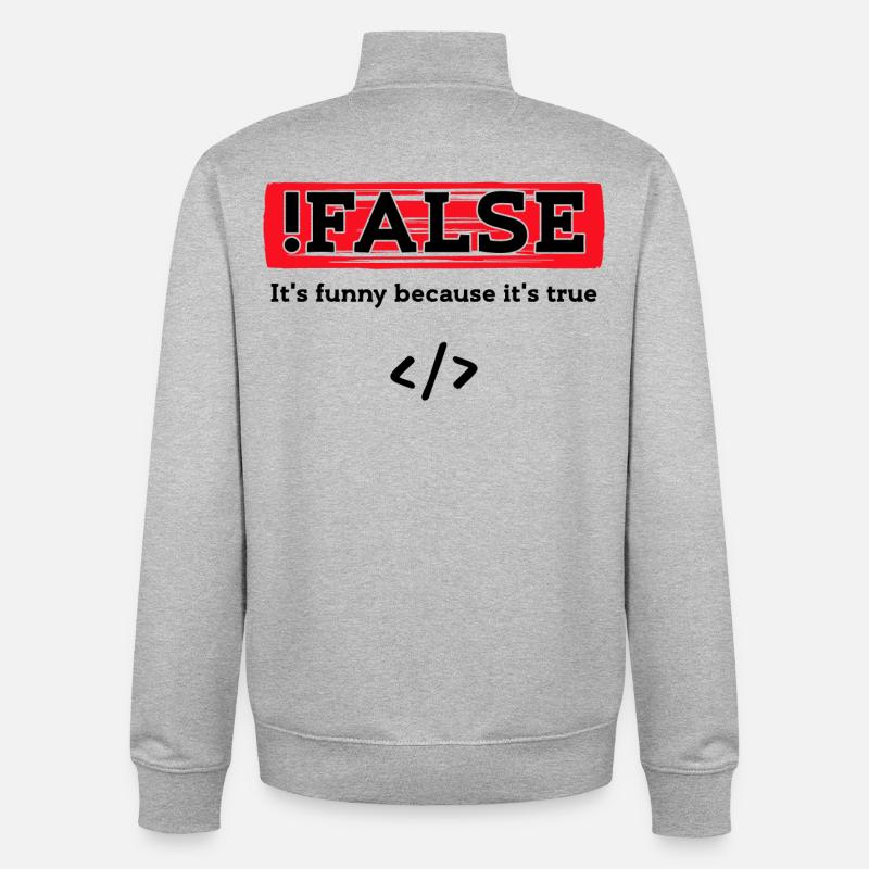 Code Debug Programmeur Développeur Dictons amusants - Sweat zippé unisexe en coton bio Stanley/Stella - gris chiné