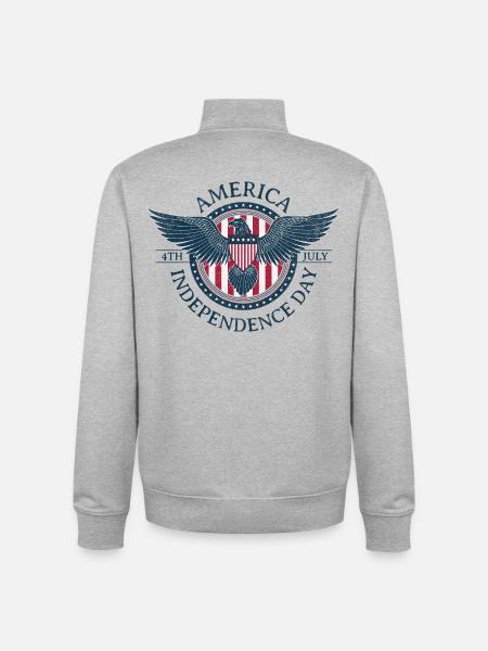 Freiheitsadler USA 4. Juli - Unisex Organic Zip Sweatshirt von Stanley/Stella - Grau meliert
