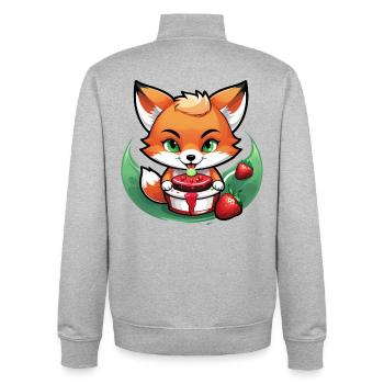 Foxy Strawberry Cake - Unisex Organic Zip Sweatshirt von Stanley/Stella - Grau meliert - Hinten - AI Model Male 185 light (185cm)