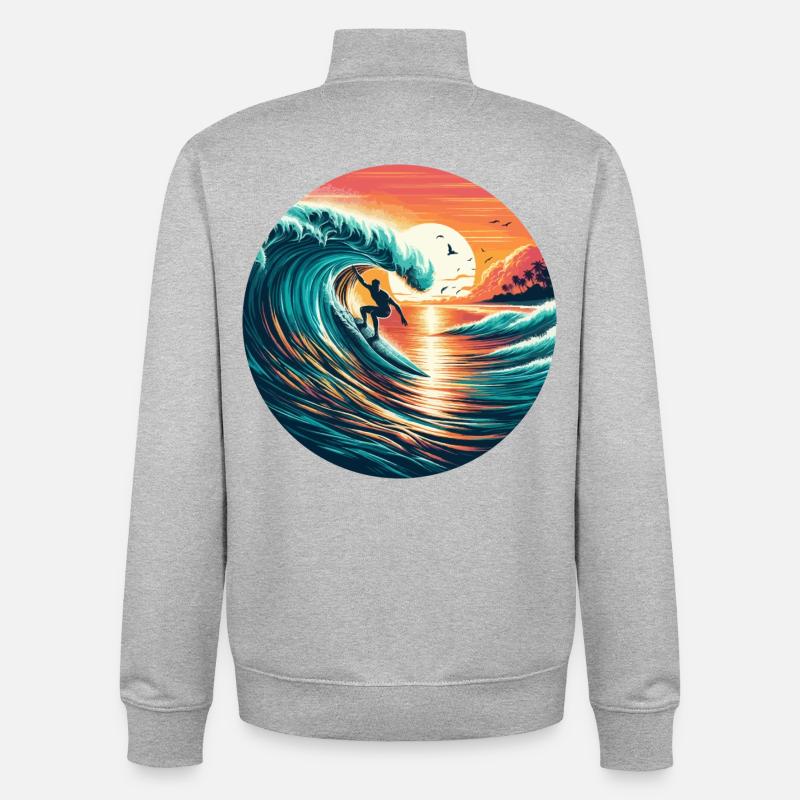 Sunset Surfer - Unisex Organic Zip Sweatshirt von Stanley/Stella - Grau meliert
