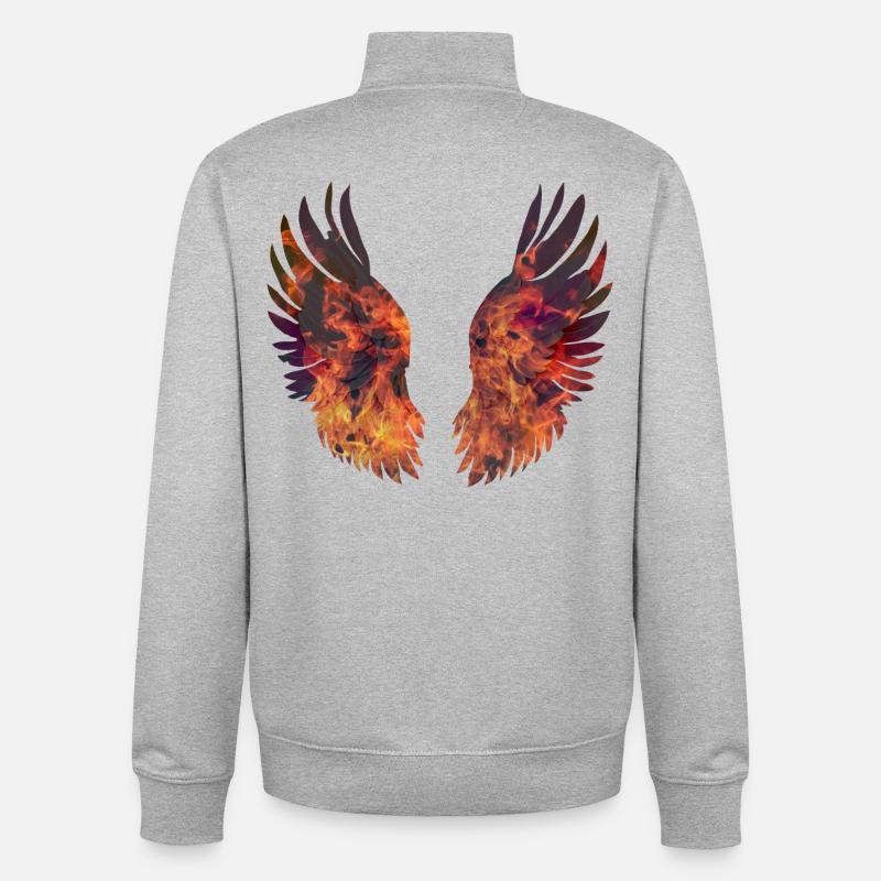 Ailes en Feu Éclatantes - Sweat zippé unisexe en coton bio Stanley/Stella - gris chiné