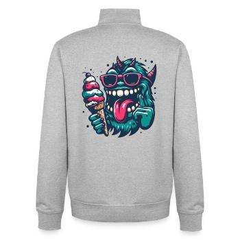 Monster Soft Icecream Usedom Island Shirt - Unisex Organic Zip Sweatshirt by Stanley/Stella - heather grey - Back - AI Model Male 185 light (185cm)