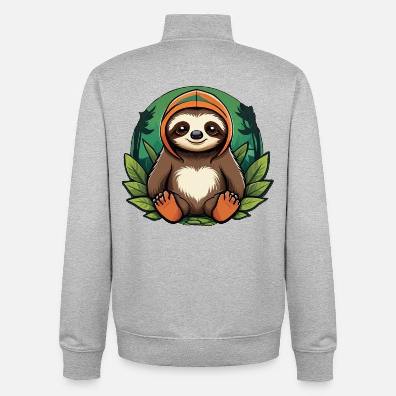 Faultier im Wald - Unisex Organic Zip Sweatshirt von Stanley/Stella - Grau meliert