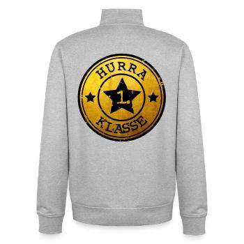Hurra 1. Klasse - Stern Emblem  gold schwarz - Unisex Organic Zip Sweatshirt von Stanley/Stella - Grau meliert - Hinten - AI Model Male 185 light (185cm)