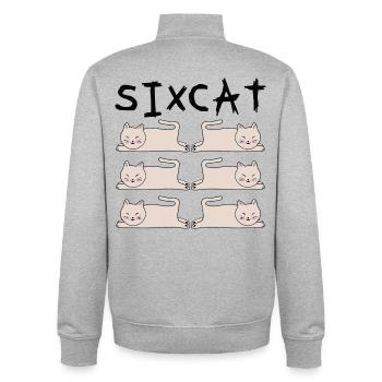 Katzenkuschelreihe Verspielter Schlaf - Unisex Organic Zip Sweatshirt von Stanley/Stella - Grau meliert - Hinten - AI Model Male 185 light (185cm)