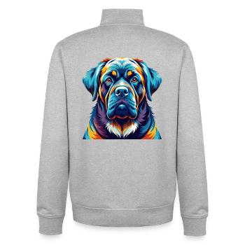 Alpine Mastiff Hunderasse Bunte Karikatur Kawaii - Unisex Organic Zip Sweatshirt von Stanley/Stella - Grau meliert - Hinten - AI Model Male 185 light (185cm)