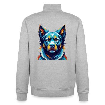 Molossus Hund Rasse Bunt Karikatur Kawaii - Unisex Organic Zip Sweatshirt von Stanley/Stella - Grau meliert - Hinten - AI Model Male 185 light (185cm)