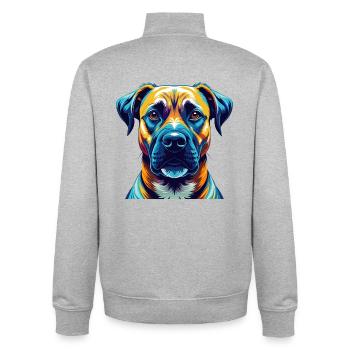 Schwarzes Maul Cur Hunderasse Bunte Karikatur Kawaii - Unisex Organic Zip Sweatshirt von Stanley/Stella - Grau meliert - Hinten - AI Model Male 185 light (185cm)