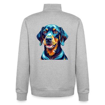 Black And Tan Coonhound Dog Breed Cartoon Kawaii - Unisex Organic Zip Sweatshirt by Stanley/Stella - heather grey - Back - AI Model Male 185 light (185cm)