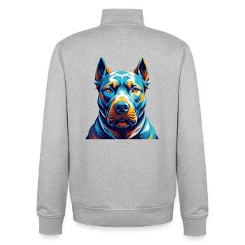 Dogo Argentino Hunderasse Bunte Karikatur Kawaii - Unisex Organic Zip Sweatshirt von Stanley/Stella - Grau meliert - Hinten - AI Model Male 185 light (185cm)