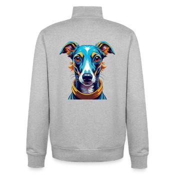 Englische Whippet Hunderasse Bunte Karikatur Kawaii - Unisex Organic Zip Sweatshirt von Stanley/Stella - Grau meliert - Hinten - AI Model Male 185 light (185cm)