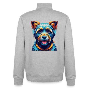 Norfolk Terrier Hunderasse Bunte Karikatur Kawaii - Unisex Organic Zip Sweatshirt von Stanley/Stella - Grau meliert - Hinten - AI Model Male 185 light (185cm)