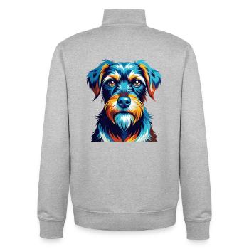 Mittelschnauze Hunderasse Bunt Cartoon Kawaii - Unisex Organic Zip Sweatshirt von Stanley/Stella - Grau meliert - Hinten - AI Model Male 185 light (185cm)