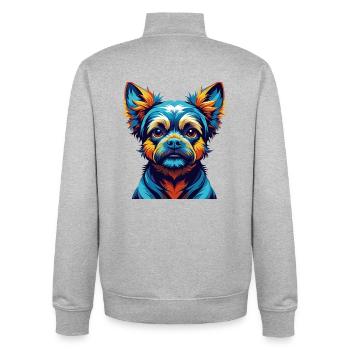 Lapinporokoira Hunderasse Bunte Karikatur Kawaii - Unisex Organic Zip Sweatshirt von Stanley/Stella - Grau meliert - Hinten - AI Model Male 185 light (185cm)