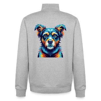 Kromfohrlander Hunderasse Bunte Karikatur Kawaii - Unisex Organic Zip Sweatshirt von Stanley/Stella - Grau meliert - Hinten - AI Model Male 185 light (185cm)