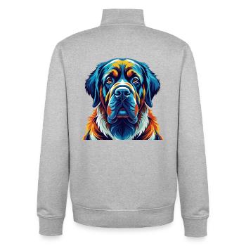 Kumaon Mastiff Hunderasse Bunte Karikatur Kawaii - Unisex Organic Zip Sweatshirt von Stanley/Stella - Grau meliert - Hinten - AI Model Male 185 light (185cm)