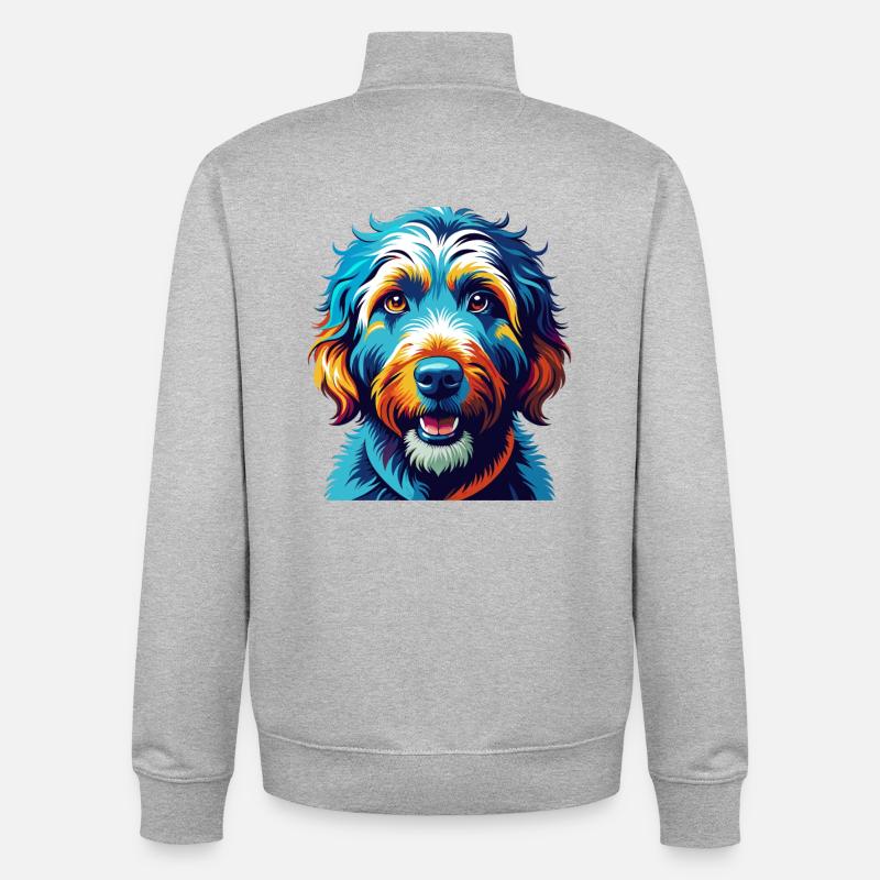 Labradoodle Hunderasse Bunte Karikatur Kawaii - Unisex Organic Zip Sweatshirt von Stanley/Stella - Grau meliert