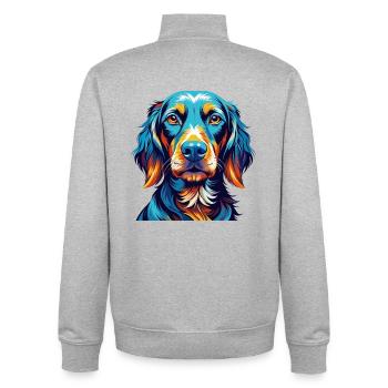 Polnische Jagdhunderasse Bunte Karikatur Kawaii - Unisex Organic Zip Sweatshirt von Stanley/Stella - Grau meliert - Hinten - AI Model Male 185 light (185cm)