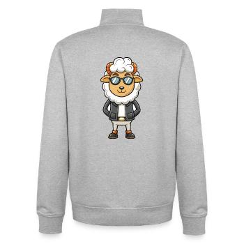 Schaf Lustige Cartoon Kawaii Jacke Sonnenbrille - Unisex Organic Zip Sweatshirt von Stanley/Stella - Grau meliert - Hinten - AI Model Male 185 light (185cm)