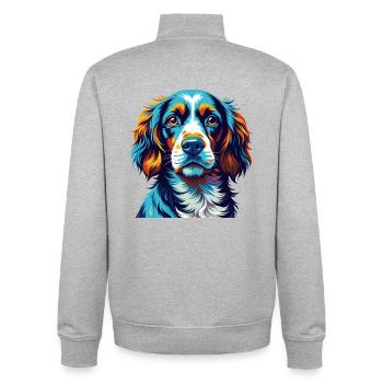 Alpine Spaniel Hunderasse Bunte Karikatur Kawaii - Unisex Organic Zip Sweatshirt von Stanley/Stella - Grau meliert - Hinten - AI Model Male 185 light (185cm)