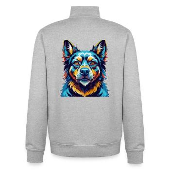 Arischer Molossus Hund Rasse Bunt Karikatur Kawaii - Unisex Organic Zip Sweatshirt von Stanley/Stella - Grau meliert - Hinten - AI Model Male 185 light (185cm)