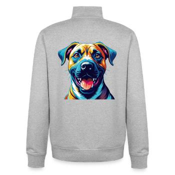 Schwarzes Maul Cur Hunderasse Bunte Karikatur Kawaii - Unisex Organic Zip Sweatshirt von Stanley/Stella - Grau meliert - Hinten - AI Model Male 185 light (185cm)