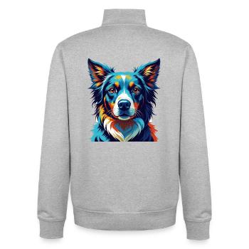 Slovensky Kopov Hunderasse Bunte Karikatur Kawaii - Unisex Organic Zip Sweatshirt von Stanley/Stella - Grau meliert - Hinten - AI Model Male 185 light (185cm)