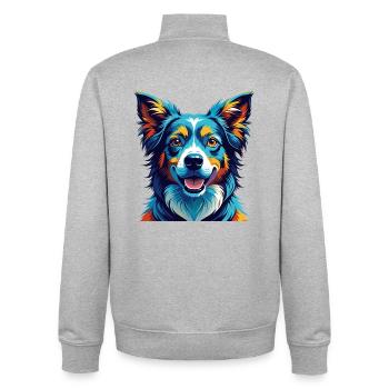 Strellufstover Hunderasse Bunte Karikatur Kawaii - Unisex Organic Zip Sweatshirt von Stanley/Stella - Grau meliert - Hinten - AI Model Male 185 light (185cm)